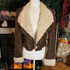 Chic Brown Teddy Jacket with Cream Details